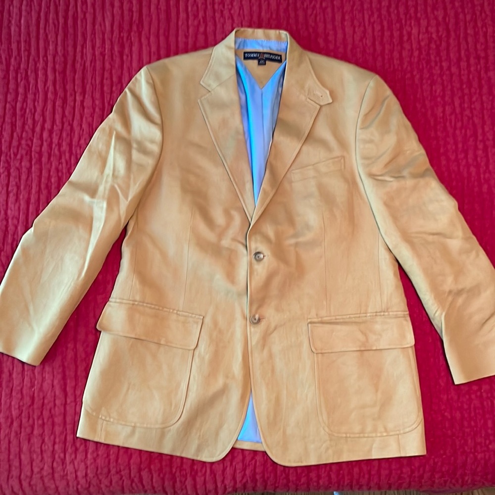 Tommy Hilfiger men’s khaki linen/cotton blend blazer